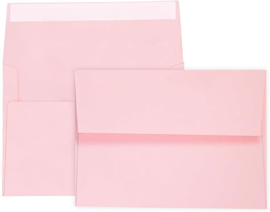 100 Pack A7 Pink Invitation 5x7 Envelopes - Self Seal, Square Flap,Perfect for Baby Shower, 5x7 Cards, Weddings, Birthday, invitations, Graduation, 5.25 x 7.25 Inches (Pink)