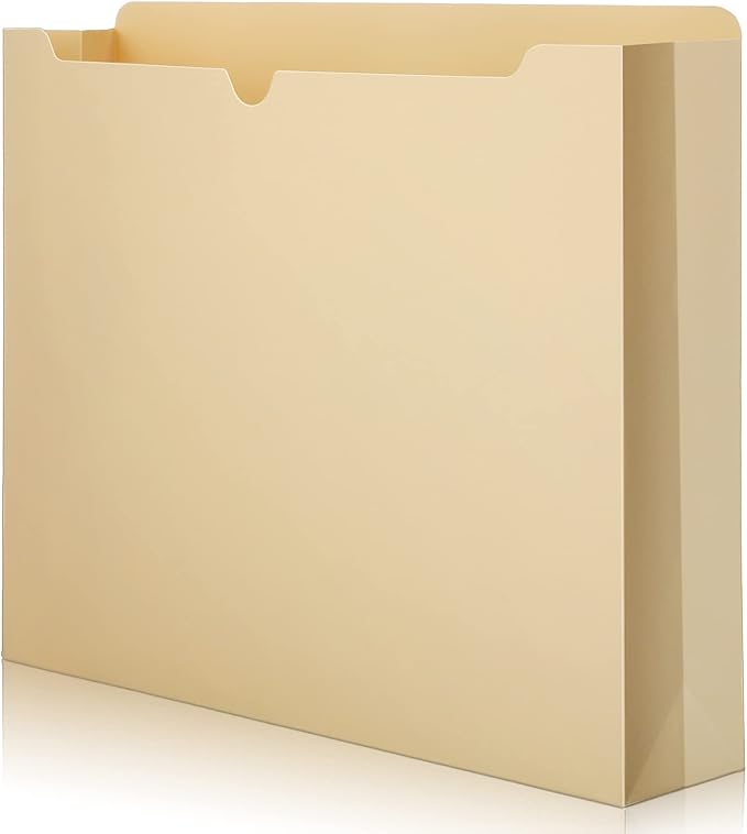 Zhehao 100 Pcs File Jackets Reinforced Straight Cut Tab Pocket Folders Expandable File Folder Expanding Paper Organizer with Tabs Expansion Pocket, Letter Size(Beige Color)