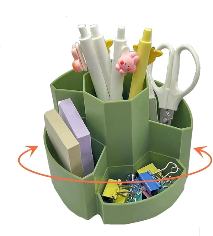 Pencil Pen Holder Desk Organizers Green Desktop Storage Stationery Supplies, Cute Cup Pot for Office, School, Art Supply