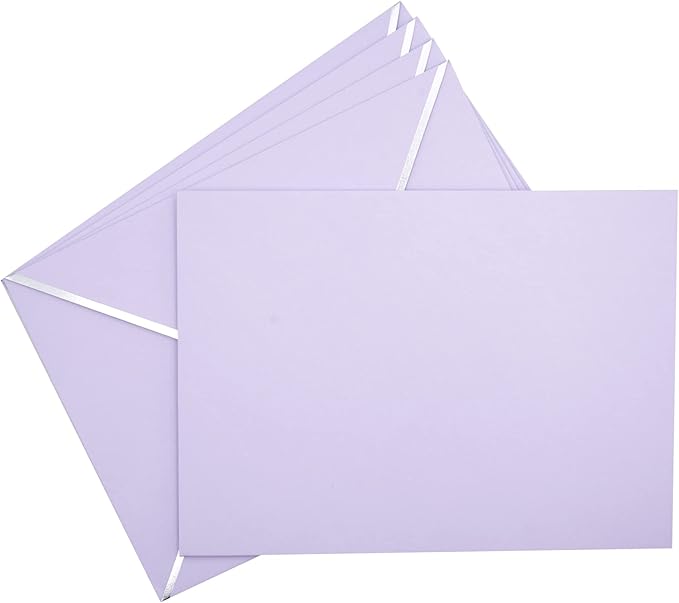 A7 Envelopes - V Flap Foil Border Luxury Mailing Envelopes for 5" x 7" Cards - for Wedding, Invitations, Baby Shower, Photos, Graduation, Birthday, Bridal Shower - 5.25" x 7.25" (Lavendar, 50 Pack)