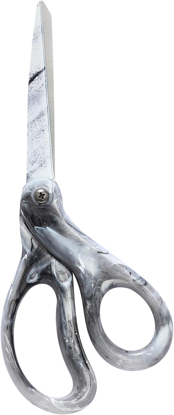 LIVINGO Fabric Scissors All Purpose - Sharp Heavy Duty Shears, Stainless Steel Blades, Marble Grey Color Coating, Smooth Grip for Home Office Crafting Sewing Cutting Clothes, Paper, 8 Inches