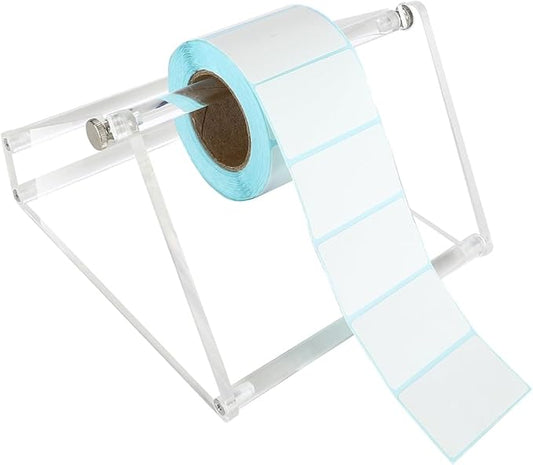 Sticker Roll Holder for Rolls and Fanfold Labels, Label Holder for Thermal Printer, Sticker Dispenser, Sticker Holder for Home,Office,Study,Small Business Essentials (1 Tier Acrylic Label Roll Holder)