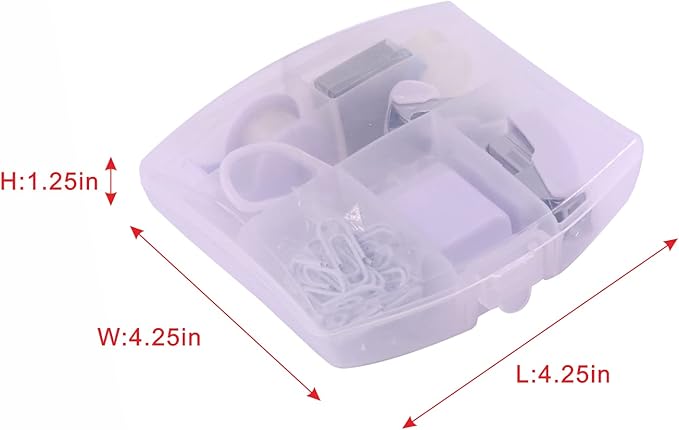 Mini Office Supply Kits – Includes Mini Stapler,Scissors, Staple Remover, Staples, Tape Dispenser (White)