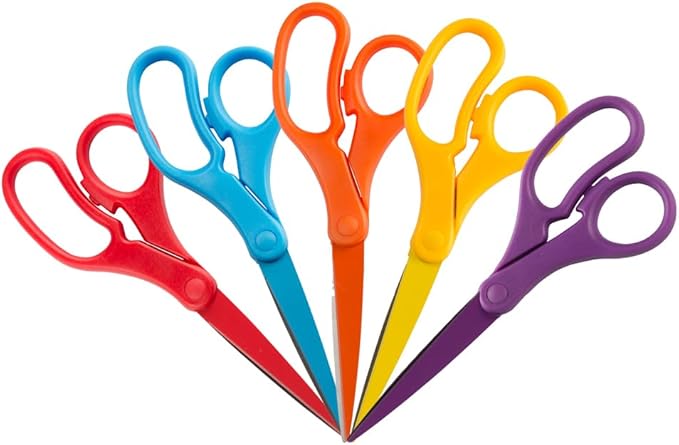 JAM PAPER Multi-Purpose Precision Scissors Set - 8 Inch - Rainbow Assortment - Ergonomic Handle & Stainless Steel Blades - 5/Pack