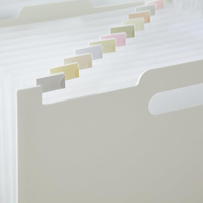 Y YOMA 2 Pack Accordion File Organizer with Handle 12 Pockets Expanding File Folder with Removable Tabs for A4 Letter Size Paper Portable Plastic Filing Organizer Document Bill Receipt Holder, Grey