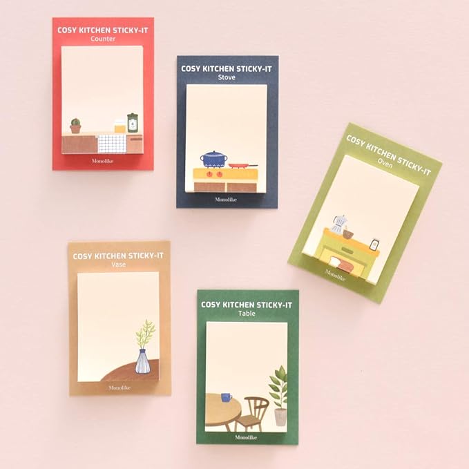 Monolike Cosy Kitchen Sticky-it - 5p Set Self-Adhesive Memo Pad 50 Sheets