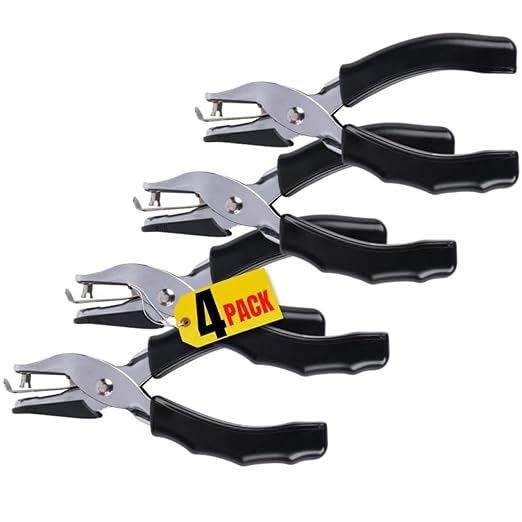 Always23 Single Puncher, 1-Hole Paper Punch 8 Sheet Capacity, Metal with Black Rubber Grip Handled, 1/4" Holes, Hole Punch for Paper, Single Hole Punch Metal, 4 Pack