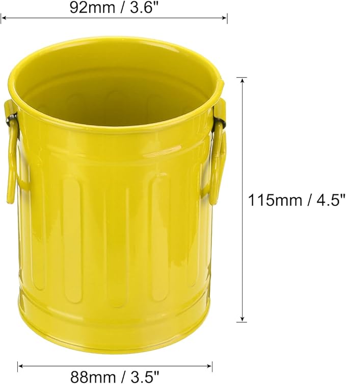 PATIKIL Barrel Pencil Holder, Metal Pen Holder for Desk Pencil Holders Cup Organizer with Handles Makeup Brush Holder Stationery Storage, Yellow