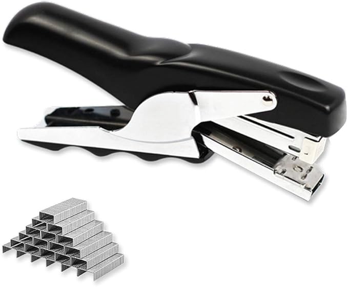 Stapler with 1000 Staples-Plier Stapler Save 60% Power,Good for Stapling at Home School or Warehouse (Black2P)