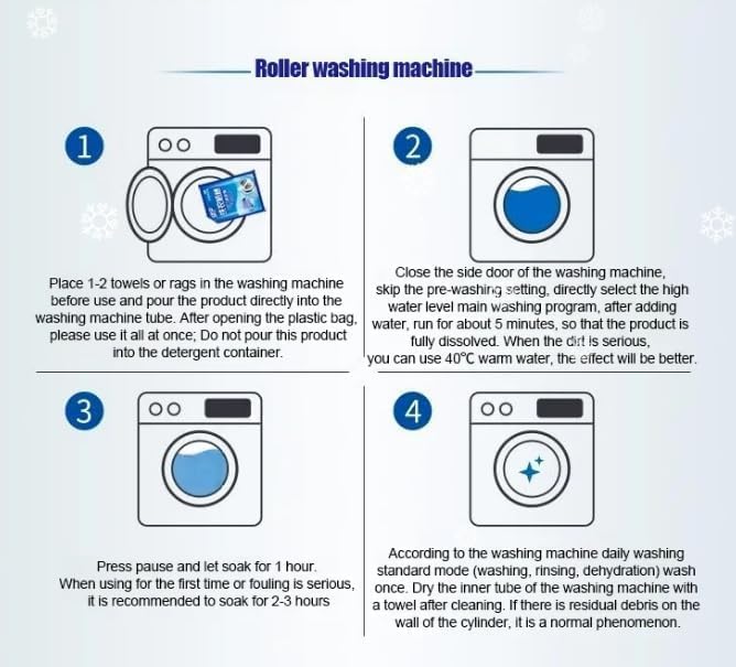 Powerful Stain Remover Washer Tank Cleaner, Washing Machine Deep Cleaner Front Loader Top Load, Heavy Duty Stubborn Stain Cleaner, Household Descaler For Drum, Tub & All Internal Parts (2PC)