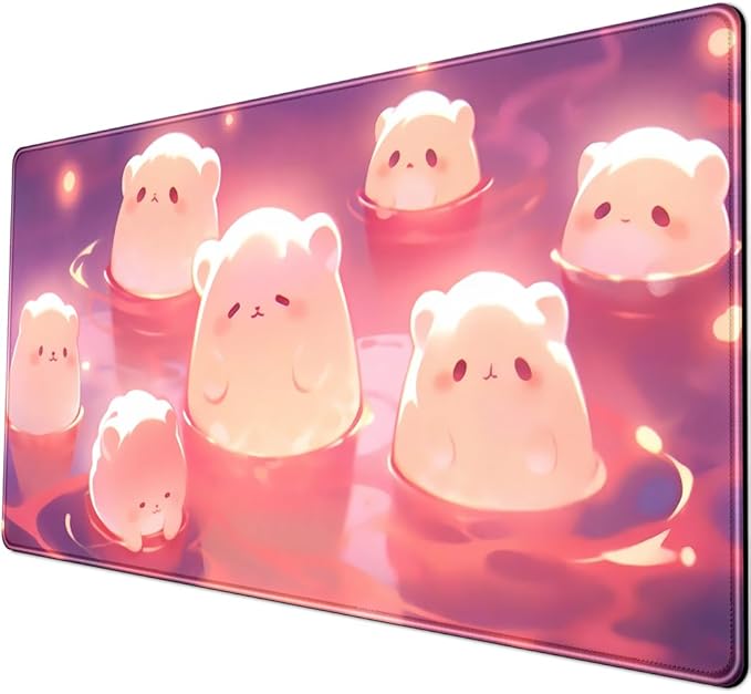 Kawaii Pastel Pink Desk Mat Cute Cat Large Mouse Pad Desk Pad Large Mouse and Keyboard Pad, Kawaii Cat Lover Gifts Mouse Mat XXL Desk Protector Mat, Computer for Desktop Cute Desk Decor 31.5" x 15.7"