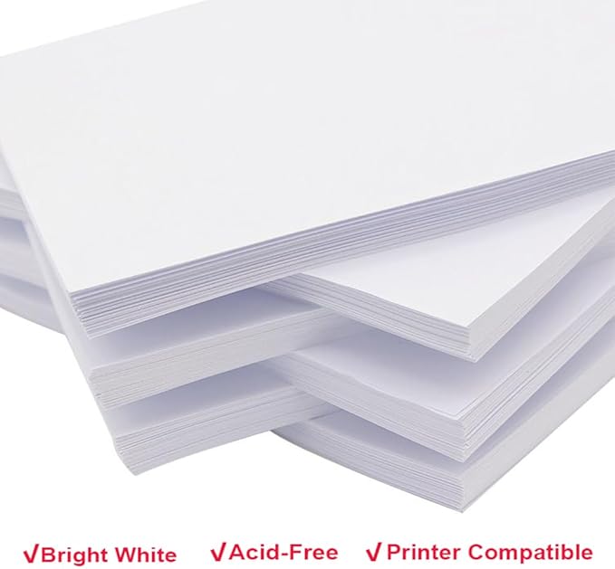 (5-Pack) Half Letter Blank Paper, 500 Sheets/1000 Pages Printer Paper, Copy Papers, 100gsm, White, 5.8'' x 8.2''