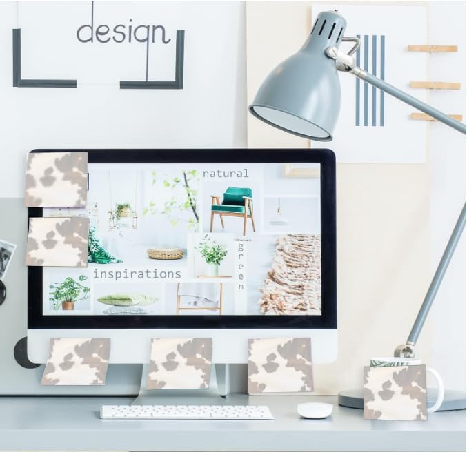 2 Pack Sticky Notes 3x3 Inches, Bright Cute Strong Sticking Power, Easy to Post for Home, Office, 80sheets/Pads, Brown Cowhide Skin