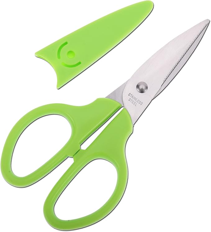 6 inches Multipurpose Scissors, Stainless Steel Sharp Basic Shears for School Office Home Kitchen Household Craft Supplies w/Protective Cover, Comfort Grip Green
