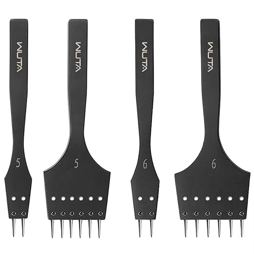 WUTA Sharp Head Replaceable Pricking Iron Removable Round Hole Punch Leather Craft Chisel DIY Leather Tools 2nd Generation (60 Pcs Round Punch Head)