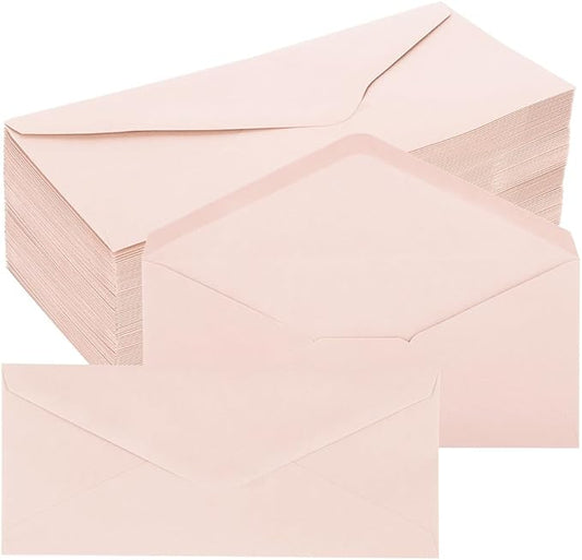 Whaline 50Pcs Business Envelopes Blush Pink Mailing Envelopes V-Flap Envelopes for Invitations Mailing Letters Checks Sending Card, 4 1/8 x 9 1/2 Inch