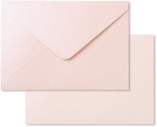 PONATIA 50 PCS/Pack A7 Envelopes, 5.25 x 7.48'' Sparkle Blush Pink Envelopes, Perfect for 5 x 7'' Wedding Invitation Cards, Graduation Invite, Acrylic Invitations, Photos