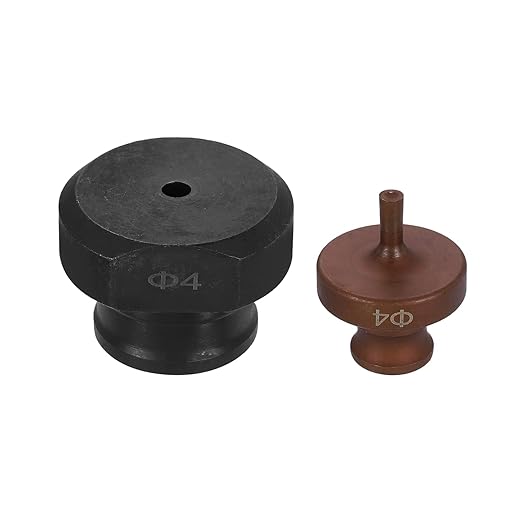 HARFINGTON Hydraulic Hole Punch Die 4mm Round Hole 40Cr Steel Electric Punching Kit for MHP-20 JP-20 Electric Punching Machine, Burgundy & Black