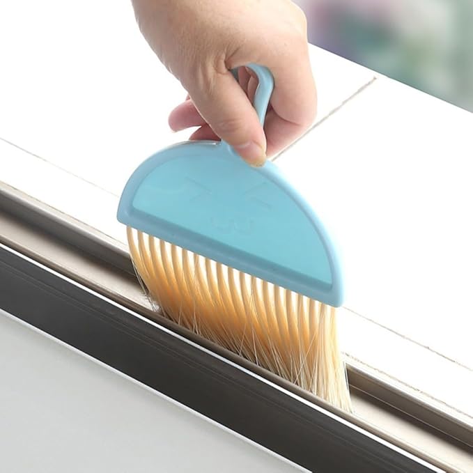 Sleek Mini Broom Set with Dustpan Great for Removing Dirt from Keyboards, Pet Areas, and More (blue)