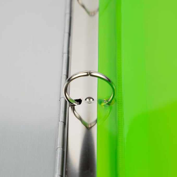 JAM PAPER Plastic 3 Hole Punch Binder Envelopes with Hook & Loop Closure - Letter Booklet - 9 1/2 x 11 1/2 with 1 Inch Expansion - Lime Green - 12/Pack