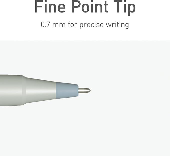 Pentonic Ballpoint Pens, 10 Count, Frosted Pale Gray Barrel with Black Ink, 0.7 mm Fine Point, Smooth Writing For Journaling & Note Taking (PEN13086)