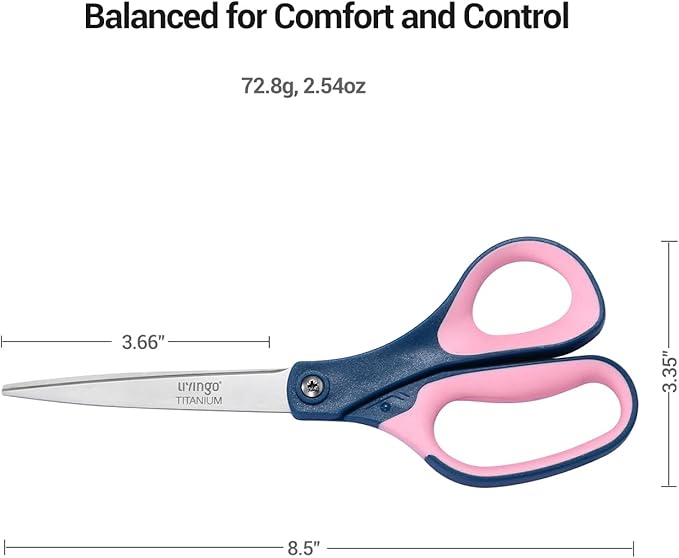 LIVINGO Titanium Scissors All Purpose - 3 Pack 8.5” Sharp Stainless Steel Heavy Duty Shears for Office Home Crafting Cutting Paper Fabric