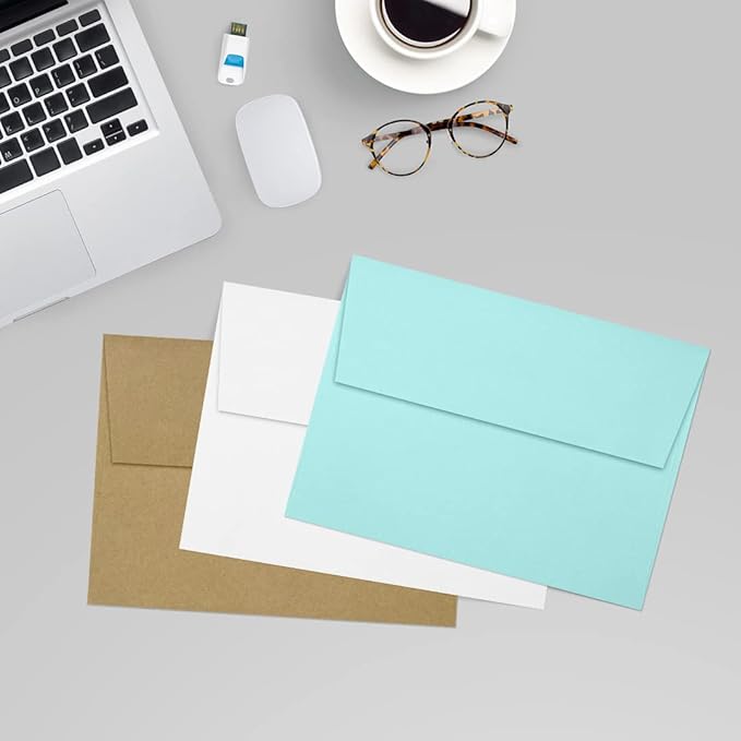 LUXPaper A7 Invitation Envelopes | Peel & Press | 5 1/4" x 7 1/4" | Seafoam Blue | 80lb. Text | 500 Qty