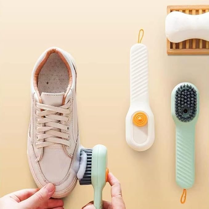 2 in 1 Multifunction Cleaning Brush, Multifunctional Cleaning Brush with Soap Dispenser, Liquid Filled Laundry Brush, Household Cleaning Clothes Shoes Brush with Liquid Box (2pcsGreen)