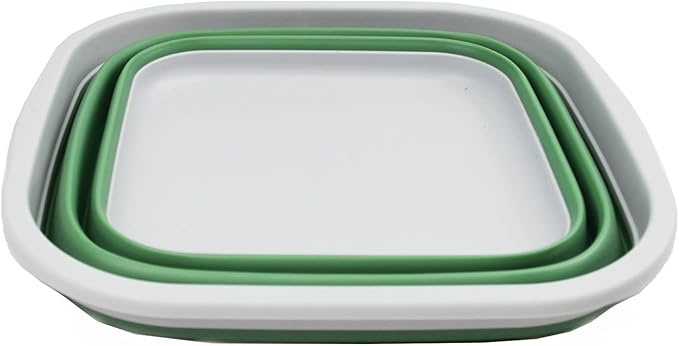 SAMMART 5.5L (1.4 Gallons) Collapsible Tub - Foldable Dish Tub - Portable Washing Basin - Space Saving Plastic Washtub (Grey/Dark Sea Green, 1)