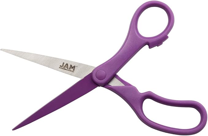 JAM PAPER Multi-Purpose Precision Scissors - 8 Inch - Purple - Ergonomic Handle & Stainless Steel Blades - Sold Individually