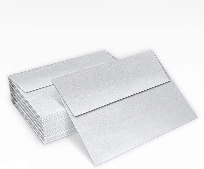 LUXPaper A2 Invitation Envelopes | Peel & Press | 4 3/8" x 5 3/4" | Silver Metallic | 80lb. Text | 50 Qty