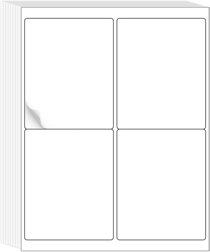 L LIKED 4" x 5" Printable 120 Labels White Matte Shipping Address Labels Stickers for Laser/Inkjet Printer (30 Sheets)
