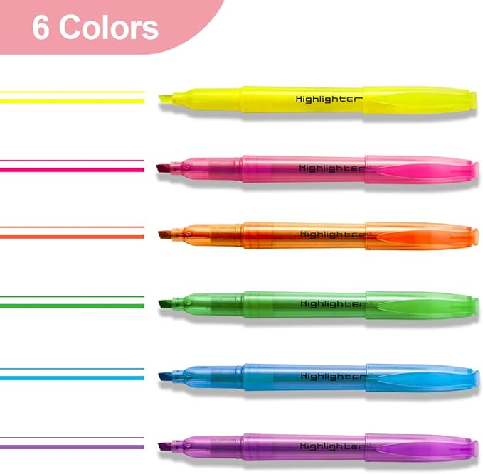 180 Pcs Highlighters Assorted Colors, Chisel Tip Multicolor Highlighter Marker Set, Quick-Drying Pen Highlighter for Classroom School Home Office (180Pcs, 6 Colors)