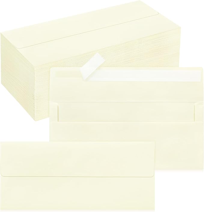 200 Pack #10 Business Envelopes, Self Seal Standard Ivory Envelopes for Secure Business & Legal Mailing, Office, Checks, Letter, Invoices, 4 1/8 x 9 1/2 Inches