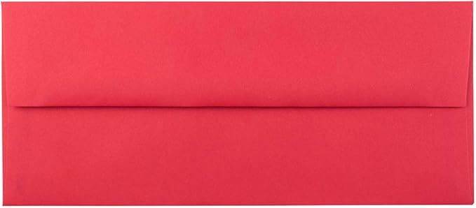 JAM PAPER #10 Business Colored Envelopes - 4 1/8 x 9 1/2 - Red Recycled - Bulk 250/Box