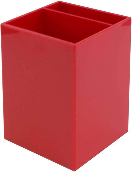 JAM PAPER Plastic Pen Holder - Red - Desktop Pencil Cup - Sold Individually