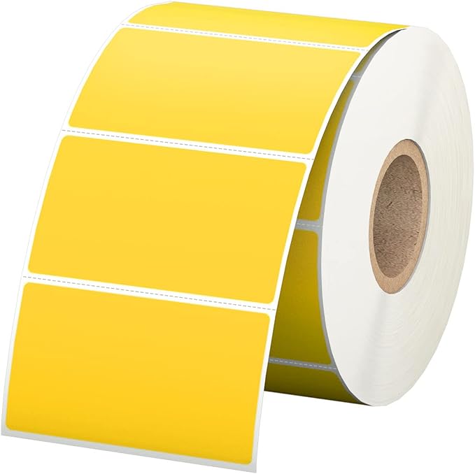 2.25" x 1.25" Yellow Direct Thermal Labels, Replacement for Self-Adhesive Address Shipping Barcode Thermal Stickers, Compatible with Rollo & Zebra Thermal Label Printer(1 Roll, 1000 Labels)