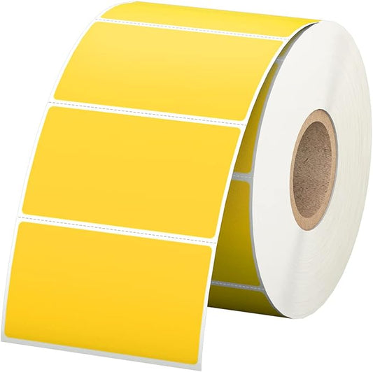 2.25" x 1.25" Yellow Direct Thermal Labels, Replacement for Self-Adhesive Address Shipping Barcode Thermal Stickers, Compatible with Rollo & Zebra Thermal Label Printer(1 Roll, 1000 Labels)