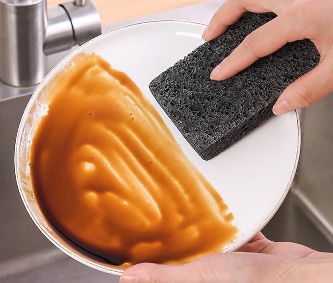 12 - Pack Non-Scratch Scrub Sponges - Sponges for Dishes and Washing Dishes, Cleaning Sponges for Kitchen Home Bathroom Cars, Funny Cut-Outs DIY for Kids (Black)