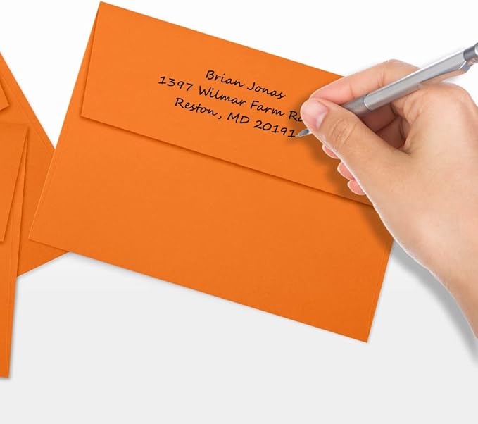 LUXPaper A7 Invitation Envelopes | Peel & Press | 5 1/4" x 7 1/4" | Mandarin Orange | 80lb. Text | 500 Qty