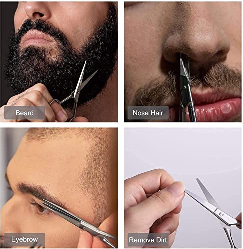 Suvorna small scissors for beard, mustache, facial, nose, eyebrow, and ear hair - Hair scissors for cutting, trimming & grooming - Made with 4.5" stainless steel for barbers, professional, & home user