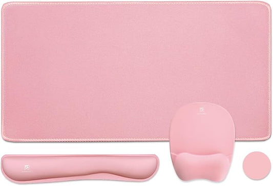 WB WEIRDBEAST Keyboard Wrist Rest Large Mouse Pad Wrist Support for Computer, 4 in 1 Memory Foam Keyboard Pad Desk Mat Ergonomic Hand Rest Wrist Cushion for Home Office Gaming-Pink