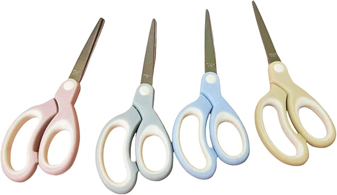 Pastel Non Stick Scissors, All Purpose Stainless Steel Craft Scissors with Soft Grip, Blunt Tip Fabric Shears Kids Scissors for Office Home School, Left & Right Handed (1 Pack, Light Blue)