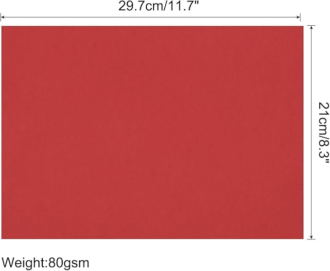 MECCANIXITY 75 Sheets A4 Colored Print Copy Paper 8.5" x 11" Origami Paper Printer Paper 80gsm for Printing, Document Copying, Art Craft, Red