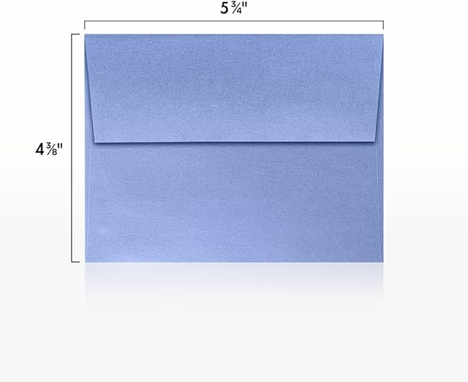 LUXPaper A2 Invitation Envelopes | Peel & Press | 4 3/8" x 5 3/4" | Vista Blue Metallic | 80lb. Text | 50 Qty