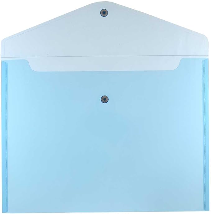 JAM PAPER Plastic Envelopes with Snap Closure - Letter Booklet - 9 3/4 x 13 - Blue - 12/Pack
