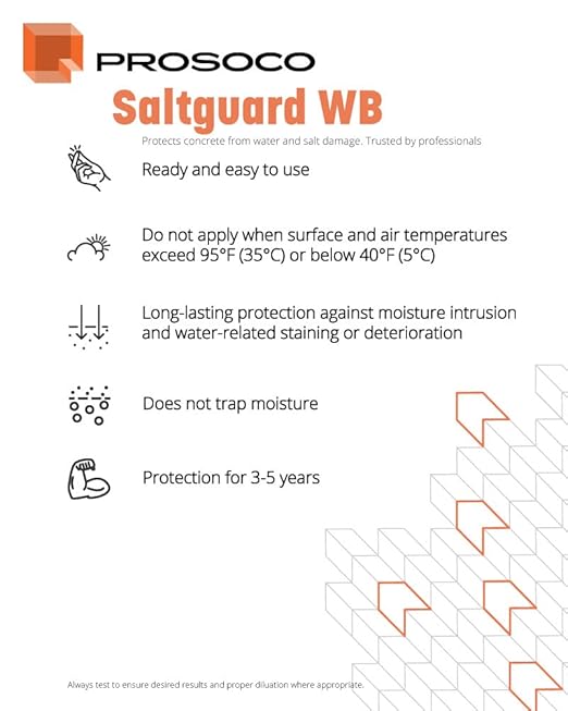 PROSOCO Saltguard® WB - Penetrating, Breathable Concrete Sealer – Trusted by Professionals (1-GAL)