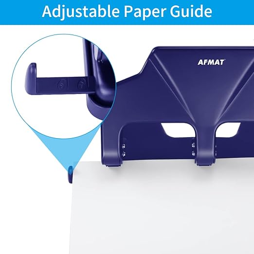 AFMAT HP15 Heavy Duty 3 Hole Punch, 40-Sheet Paper Punch, 50% Reduced Effort 3-Hole Punch, Metal Hole Puncher 3 Ring, Three-Hole Paper Puncher w/Large Chip Tray for Classroom, Office, Blue
