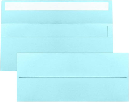 100 Pack Light Blue #10 Business Envelopes, Standard Envelopes Self Seal, 4 1/8 x 9 1/2 Inch Letter Size Business Mailing Envelopes for Checks Invoices Statements Baby Shower Wedding Graduation