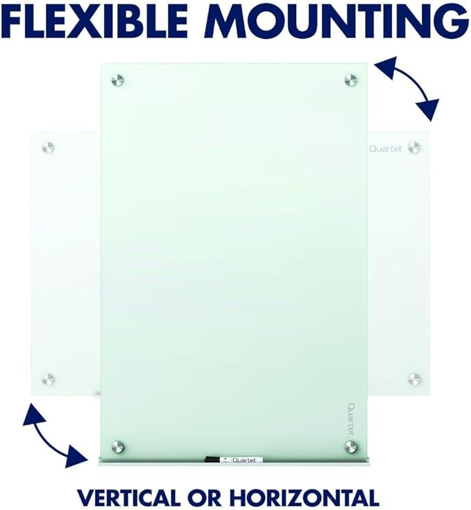 Quartet Whiteboard, Glass Dry Erase Board, Magnetic, 6' x 4', Infinity Frameless Mounting, White Surface, Accessory Tray, 1 Dry Erase Marker and 2 Glass Board Magnets (G7248W)